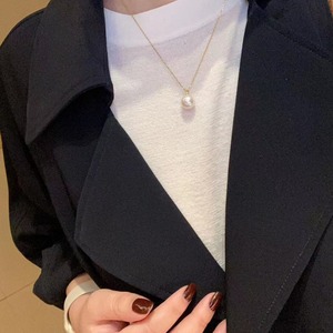 Collier pour femme en or 18 carats Zhuji avec pendentif en perle d'eau douce à forte luminosité, extrêmement impeccable, ornement de luxe Edison - Product Image 4