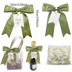 Factory Direct Custom Branding Packaging Set: Printed Satin Ribbon + Pre-tied Bow + Adhesive Thank You <b>Card</b> for Gift Box - Product Image 3