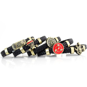12 diseños Luffy Deacon Bleach <span class=keywords><strong>Uzumaki</strong></span> aleación hebilla magnética pulsera trenzada negro marrón cuero tejido pulsera para hombres mujeres - Product Image 3