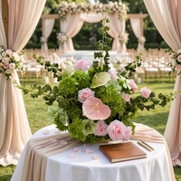 Hortensia Borgoña de Tacto Real de 40 cm, Phalaenopsis de Seda en Cascada, Bola de Flores de 70 cm para Centro de Mesa de Boda, Flor para Boda