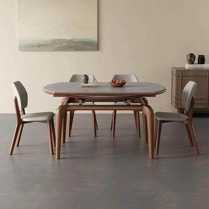 Table à manger extensible compacte en pierre frittée ronde effet marbre ardoise <span class=keywords><strong>pour</strong></span> les petites maisons Moderne Minimaliste <span class=keywords><strong>Plaque</strong></span> à <span class=keywords><strong>induction</strong></span> - Product Image 3