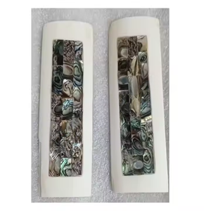 Artisan Camel <b>Bone</b> & Buffalo Horn <b>Knife</b> <b>Handle</b> Hand-Carved Animal Theme with Mother of Pearl Inlay and Polished Finish - Product Image 1