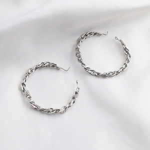 Titanium Steel Cuff Earrings Steel Color Geometric Design Party Fashion Statement Earrings - Product Image 3