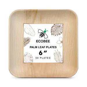 Compostáveis Eco friendly Biodegradável descartável natural 7 10 polegadas 25pcs de folha de palmeira areca placas de bambu conjunto talheres louça
