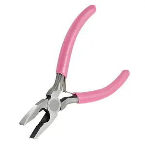 HYSTIC Multifunctional 5-Inch Pink Small Jewelry Pliers with Teeth Smooth Jaw Surface Vise for Wire plier Cutter