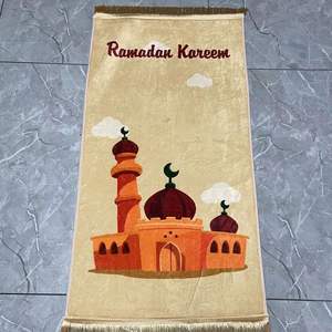 Tapis de prière islamique Namaz pour enfants, nouveau design, dessin animé, mélange, design, arabe, 65x115cm - Product Image 3