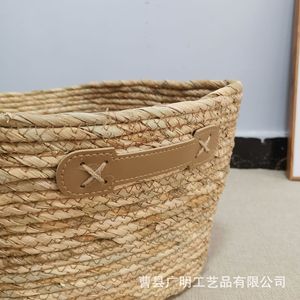 Handmade Straw Woven Storage <b>Basket</b> Rectangle Brown For Living Room Desktop Coffee <b>Table</b> Japanese Style - Product Image 4