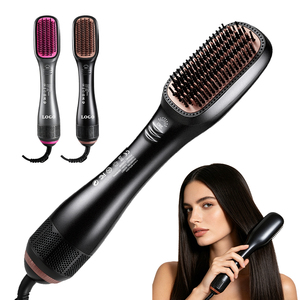0728 2 in 1 Ionic Hot Air Brush Hair Straightener One Step Blow Dryer Wet Dry Use Negative Ion Styling Comb for Home Salon - Product Image 1