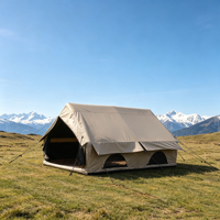 Tente de camping familiale grand format 3mx4mx0.9mx2.1m kaki, résistante au vent quatre saisons, imperméable, à couche unique, gonflage rapide, en PU