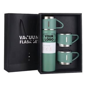 Yy878 Wholesale 500Ml <b>Set</b> Thermos Vacuum Custom Logo Stainless Steel <b>Water</b> <b>Bottle</b> With 2 Cups Flask Corporate Business - Product Image 1