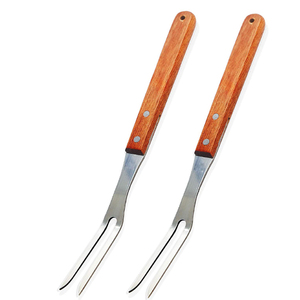 Nuevas llegadas: Tenedor de metal para barbacoa con mango de madera y acero inoxidable, palo para asar de acero inoxidable, herramienta para asar a la parrilla - Product Image 1