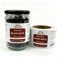 Étiquettes autocollantes personnalisées en vinyle UV imperméables pour bouteilles de compléments alimentaires, autocollants pour pots de capsules de Maca, étiquettes pour fibres alimentaires et produits alimentaires en général