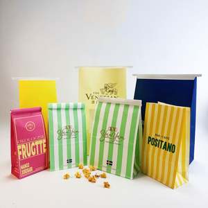 Bolsa de Papel para Palomitas Ecológica con Ventana, con Cierre Metálico Antigrasa y Rayas Rojas y Amarillas, Personalizable con LOGO - Product Image 4