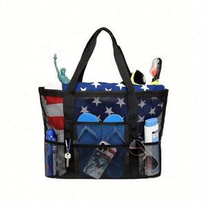 Bolsa de Playa de Malla Multifuncional Personalizada con Logotipo, Gran Capacidad, con Bolsillos, MOQ Bajo - Product Image 2