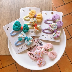 Pinzas para el cabello con lazo de tela para niñas, bonitas horquillas con estampado floral, estilo princesa, pasadores para flequillo lateral, accesorios para el cabello para niños - Product Image 1