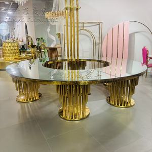 โต๊ะกระจกทรงกลมขนาดใหญ่สำหรับงานแต่งงานโต๊ะรับประทานอาหารในงานแต่งงานทำจากสแตนเลสดีไซน์ใหม่ - Product Image 4