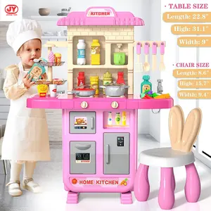 キッズプレイキッチンプレイハウスキッチンおもちゃライト付きおもちゃを調理スプレーとシンクのシミュレーションふりプレイフード