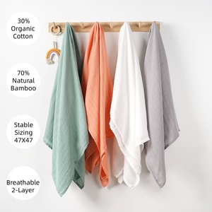 Envoltura de Bambú y Algodón Orgánico GOTS para Bebés, Cómoda, Portátil, de Alta Absorción, con Impresión Personalizada y Color Liso, Venta al Por Mayor - Product Image 3