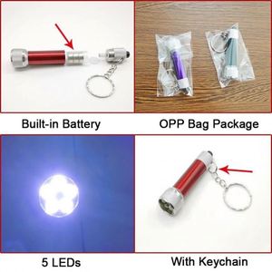Hot Selling Promotional Gift Mini Flashlight Keychain Mini Torch Aluminum Key Ring Custom Logo 5 LED Light Keychains - Product Image 3