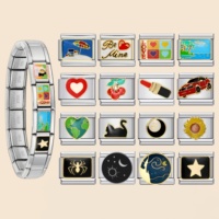 Breloques italiennes en émail 9 mm en acier inoxydable, motifs Cœur, Plage, Rouge à lèvres, Cerise, Araignée, Étoile, Tournesol, pour la fabrication de bijoux et de bracelets