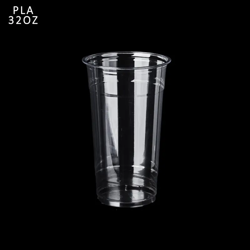 Taza de plástico de 32oz con tapa, vasos de plástico para tazas y tapas de té de burbujas Pla de fiesta
