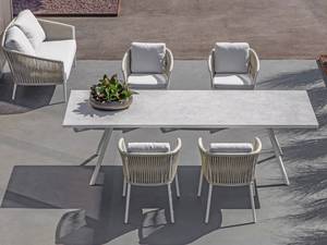 Chaises de salle à manger de <span class=keywords><strong>terrasse</strong></span> en corde tressée à cadre en aluminium imperméable moderne pour restaurants et hôtels - Product Image 5