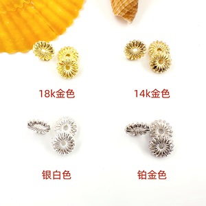 Lisheng Jewelry Gold Color Sunflower <b>Spacer</b> Bead Flower Shape DIY Jewelry Accessories 18K Plated Flat Bead For Handmade Jewelry - Product Image 2