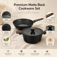 Ensemble de casseroles et marmites antiadhésives en aluminium de haute qualité Ensemble de marmites à soupe de cuisine Batterie de cuisine