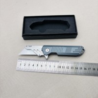 Couteau de poche EDC avec lame en acier au carbone remplaçable, manche en aluminium, couteau utilitaire pliable DIY pour le camping, personnalisable OEM