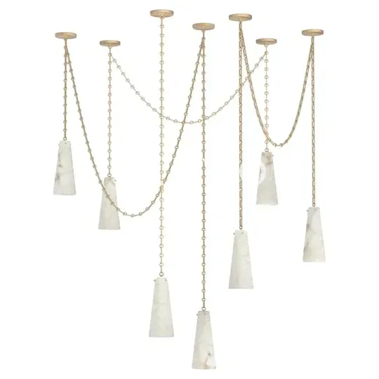 Marmeren Dinning Kroonluchter 7-Licht Eigentijdse Albast Hangercluster Lamp Indoor Decoratie Lamp