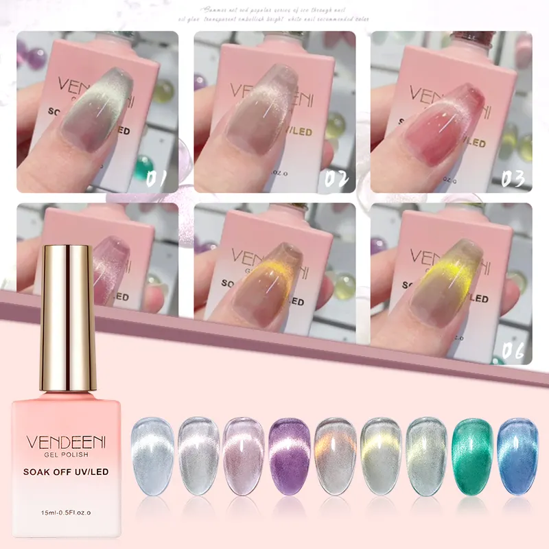 Vendeena esmalte gel 9 cores, esmalte em gel esmalte para unhas, cores de olho de gato