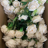 B1529 Arrangement floral haut de gamme fait main, bouquet de fleurs artificielles pour mariée, roses champagne en velours, 9 têtes, vente en gros