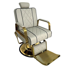 เก้าอี้ตัดผมหนังแท้ ดีไซน์ย้อนยุค หรูหรา ที่นั่งหนังเคลือบโลหะ ปรับระดับได้ หมุนได้ ที่วางแขนสำหรับร้านทำผม ร้านตัดผม - Product Image 5