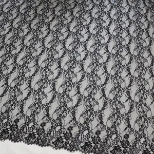 Beautiful Black Chantilly French Bridal Lace Fabric For Women Dress