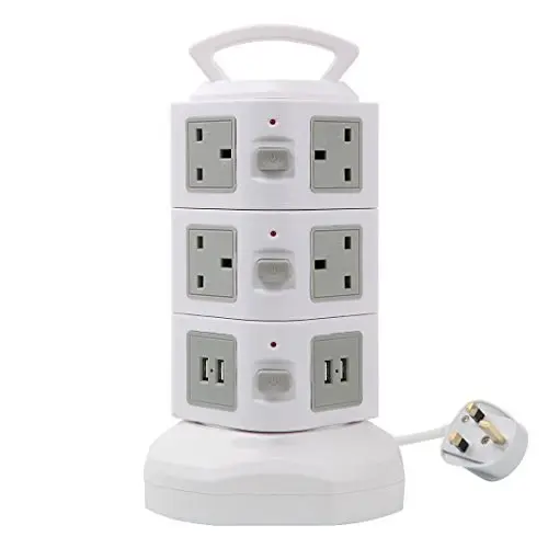 Surge מגן-10 יציאות AC & 4 USB יציאות רב תקע שקע כוח הרצועה עם כבד החובה הארכת כבל 2m עבור בית, משרד