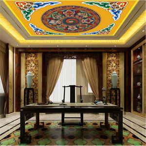 Modello di carta da parati a soffitto religioso tibetano stile etnico soggiorno Hotel Thangka tempio buddista sala sfondo murale - Product Image 4