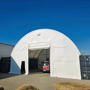 Abri dôme conteneur moderne à double treillis 40x40' avec structure en acier <span class=keywords><strong>et</strong></span> toit en PVC, entièrement fermé avec parois avant <span class=keywords><strong>et</strong></span> arrière pour hall extérieur - Product Image 1
