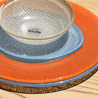 Assiette plate coréenne à petits carreaux style Dopamine, bol à pâtes, plat de service en verre résistant au micro-ondes, mini plat à trempette, assiette de dîner pour usage domestique