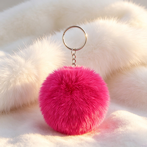 Porte-clés Pompon en Fausse Fourrure Moelleuse, Breloque Colorée pour Sac à Main pour Femme - Product Image 1