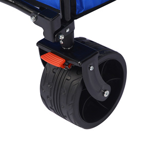 Chariot de camping pliable bleu à 4 roues, poignée réglable, roues tout-terrain, capacité de 200 kg, utilisation en extérieur - Product Image 4