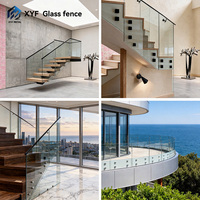 Panneau de verre flottant pour balustrade, support mural pour balcon, terrasse et escalier extérieur avec colliers de fixation
