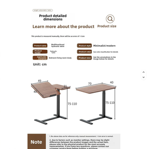 <span class=keywords><strong>Table</strong></span> de chevet mobile en MDF avec roulettes, réglable en hauteur par vérin hydraulique, pour lit d'hôpital, support d'ordinateur portable médical, bureau roulant pour hôpital et domicile - Product Image 4