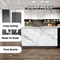 Surface solide une feuille comptoirs vanité dessus dalle de pierre de quartz artificiel moderne salle de bain cuisine îlot certifié NSF 5 ans
