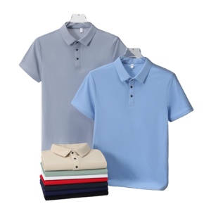 Vente en gros Prêt à expédier Logo personnalisé de couleur pure classique pour tissu tricoté Polo T-Shirt - Product Image 1