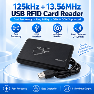 Lecteur de cartes RFID USB compact double fréquence 125KHz 13.56MHz, lecteur IC Plug and Play pour l'intégration système et les solutions de projet - Product Image 1