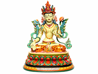 Statue de Tara Blanche Moderne Personnalisée en Laiton Coulé, Sculpture Bouddhiste Tibétaine à Sept Yeux, Décoration d'Autel de Temple et de Méditation