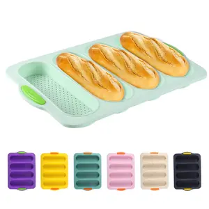 2024 Ý Tưởng Sản Phẩm Mới 4 Khe Cắm Silicone Pháp Bánh Mì Bánh Mì Nướng Pan Baguette Baker Khuôn Mẫu Cho Nướng Baguette & Bánh Mì