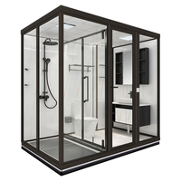 Module de salle de bain préfabriqué de luxe pour maison mobile, avec douche intégrée et toilettes, type porte intérieure
