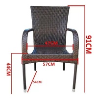 Fauteuil de jardin confortable en rotin PE, empilable, avec structure métallique, chaise en osier pour balcon extérieur et jardin