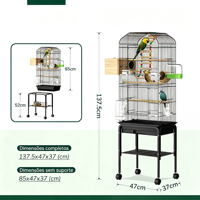 Cage à oiseaux mobile avec dôme, support à roulettes, étagère de rangement, perchoirs en bois et accessoires de jeu pour diverses espèces de perroquets